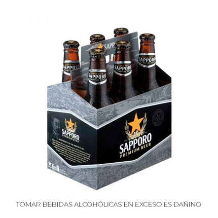 Six Pack Cerveza Sapporo Premium Lager 355 ml