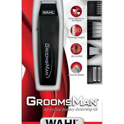 Cortadora de Cabello Wahl Groomsman Kit 05537-3008 – 3 Cabezas Intercambiables, Alimentación por 2 Pilas AA
