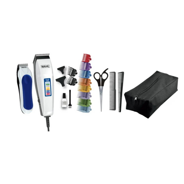 Cortadora de Cabello Wahl Color Code Combo 09314-1718 – Kit Completo con Peines de Colores