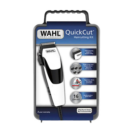Cortadora de Cabello Wahl Quick Cut Kit 09314-2418 – 16 Piezas, 10 Peines Guía, Diseño Ergonómico