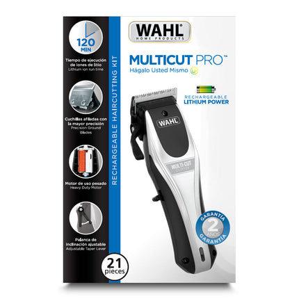 Cortadora de Cabello Recargable Wahl Multi-Cut Pro 09657-008 – Kit Completo de 21 Piezas