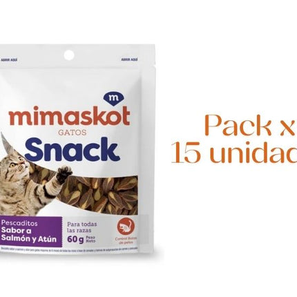 Mimaskot Snack para Gatos Sabor Pescado – Pack 15x60g