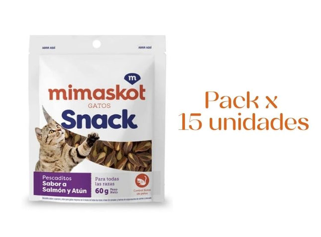 Mimaskot Snack para Gatos Sabor Pescado – Pack 15x60g