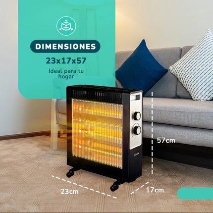 Estufa Eléctrica Fibra de Carbono Kendal KNSB-220 Negra