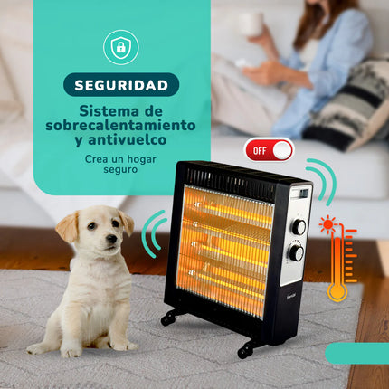 Estufa Eléctrica Fibra de Carbono Kendal KNSB-220 Negra