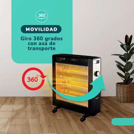 Estufa Eléctrica Fibra de Carbono Kendal KNSB-220 Negra