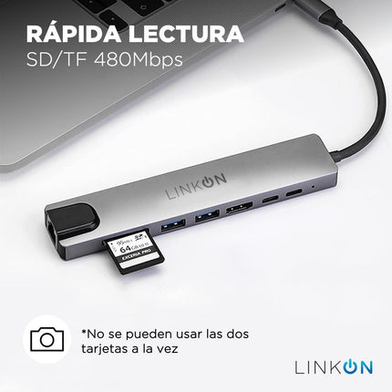 Hub Adaptador Usb Tipo C 8 En 1 Linkon Para Mac Macbook Windows