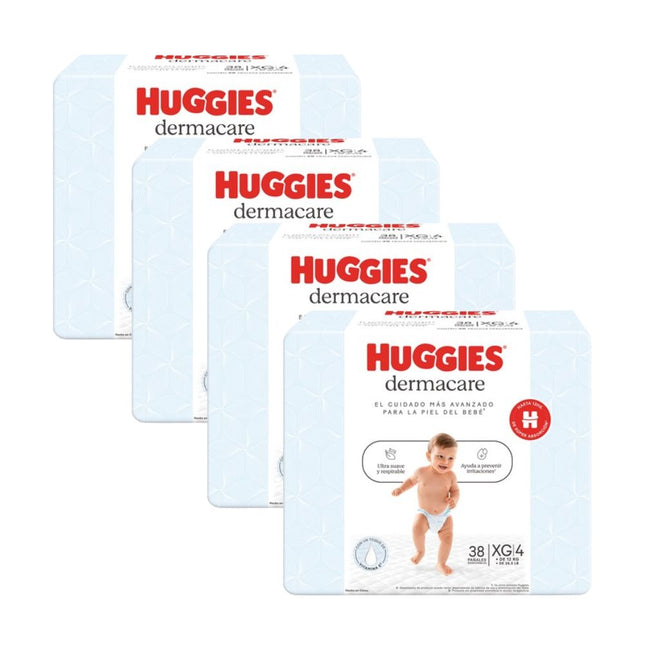 PACK DE 4 PAÑALES HUGGIES DERMACARE TALLA XG X38