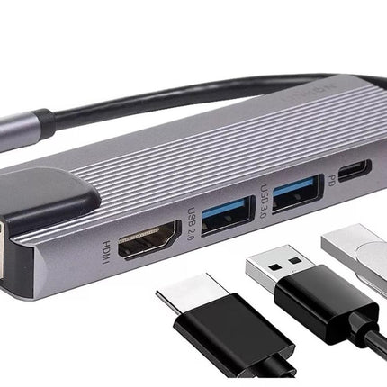 Hub USB-C 5 en 1 LinkOn con RJ45 100 Mbps, HDMI 4K, USB 3.0 y carga rápida PD 87 W