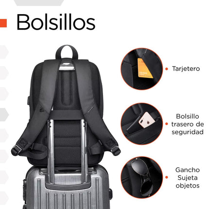 Mochila Antirrobo London 20 L – Impermeable, USB 3.0 y Compartimento para Laptop 17″