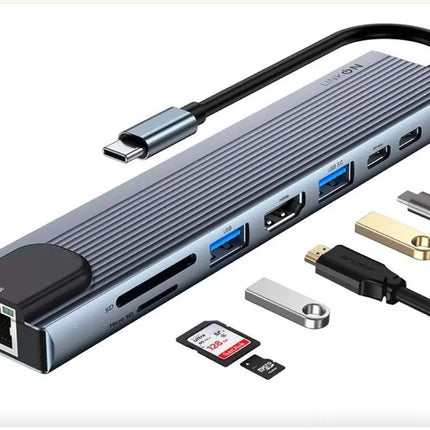 Hub Adaptador Usb Tipo C 8 En 1 Linkon Para Mac Macbook Windows