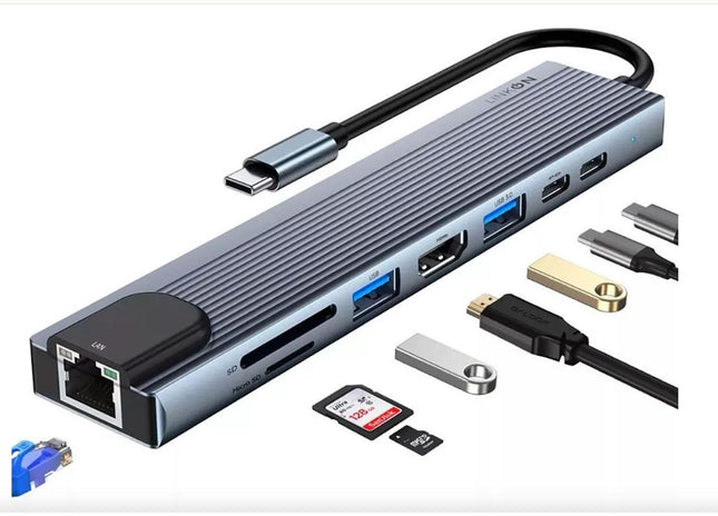 Hub Adaptador Usb Tipo C 8 En 1 Linkon Para Mac Macbook Windows