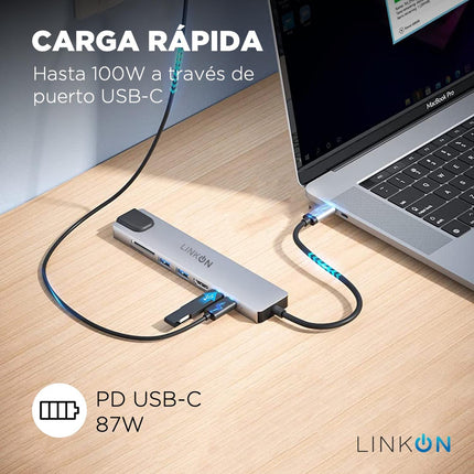 Hub Adaptador Usb Tipo C 8 En 1 Linkon Para Mac Macbook Windows