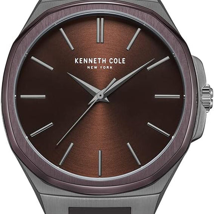Reloj análogo Kenneth Cole New York KCWGM2233801 para hombre, correa silicona marrón
