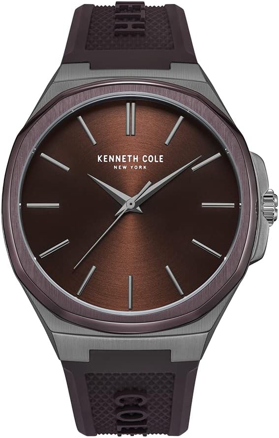 Reloj análogo Kenneth Cole New York KCWGM2233801 para hombre, correa silicona marrón