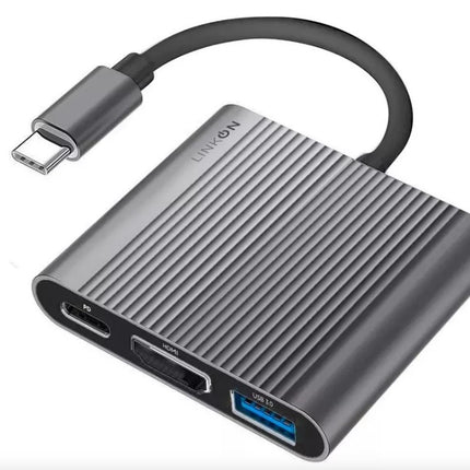 Hub USB-C 3 en 1 LinkOn – HDMI 4K@30 Hz, Carga PD 55 W y USB 3.0 5 Gbps