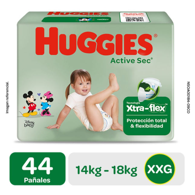 Pañal Huggies Active Sec Xpad Talla XXG 44 unid