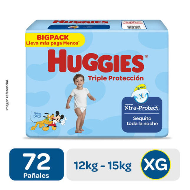 Pañales Huggies Triple Protección Xtra. Big Talla Xg 72 Und