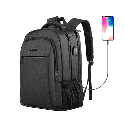 Mochila Laptop Phantom 25 L Impermeable con USB 3.0 y 7 Bolsillos Organizadores Negro