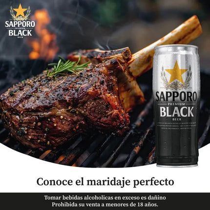 Six Pack Cerveza Sapporo Premium Black Lata 650 ml.
