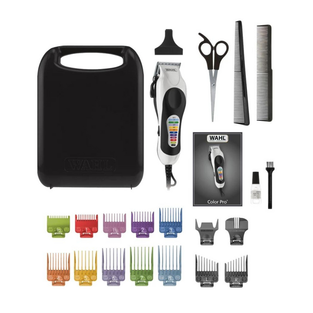 Cortadora de Cabello Wahl USA Color Pro Kit 79752-018 – 14 Peines Guía Codificados por Color, Cuchillas Autoafilables