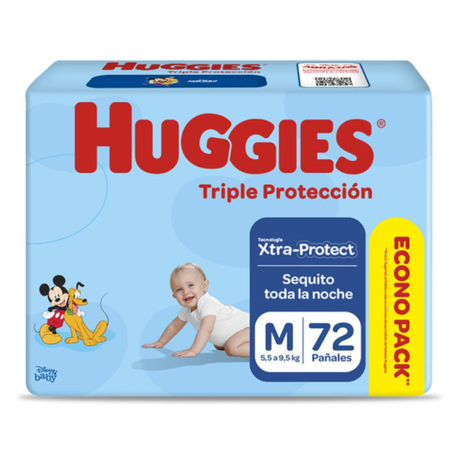 Pañales Huggies Triple Protección Xtraprotec Talla M 72 unid
