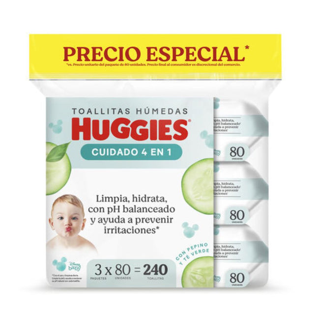 Toallitas Humedas Huggies One&done Pepino Y Te Verde X 240un