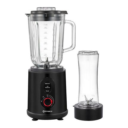 Licuadora de acero negro 1000w vaso de vidrio 1.5l Imaco