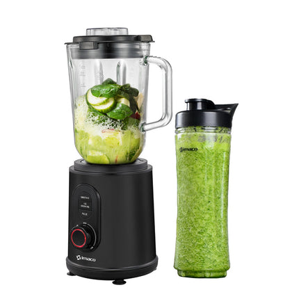 Licuadora de acero negro 1000w vaso de vidrio 1.5l Imaco