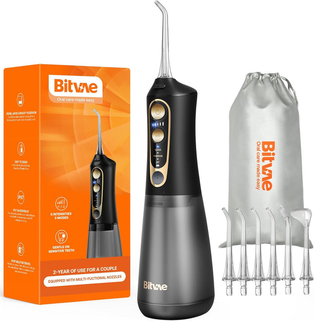 Irrigador Bucal Inalámbrico Bitvae BVC6 con 6 Boquillas Negro