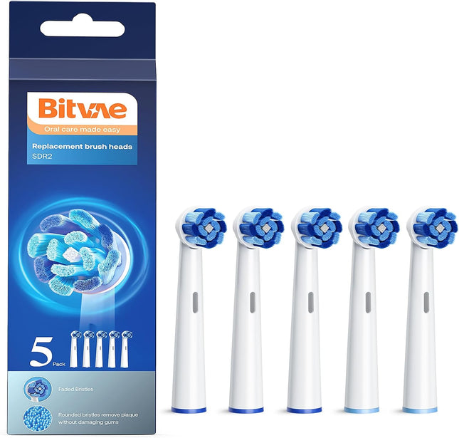 Cabezales de Repuesto Bitvae R2 Compatibles con Oral-B Braun Pack x5