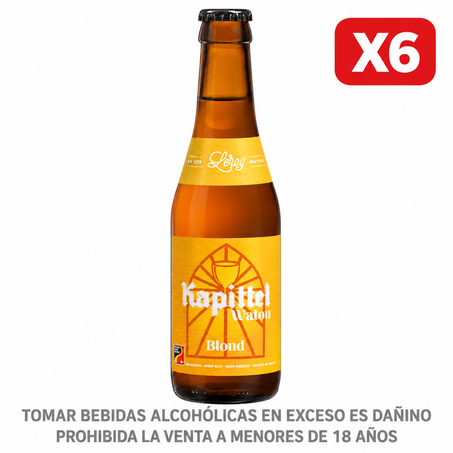 Six Pack Cerveza Leroy Kapittel Blond Botella 330 ml.