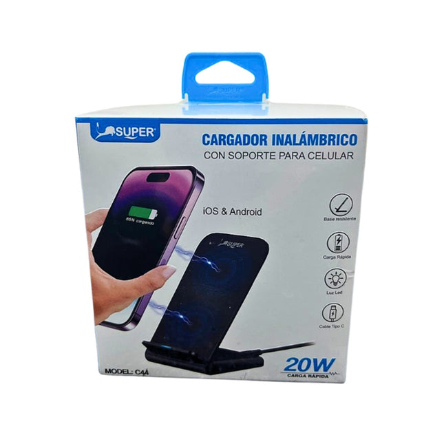 Cargador inalámbrico con soporte para celular