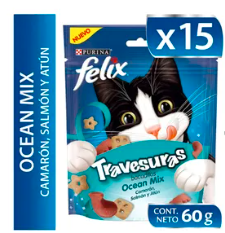 Félix Travesuras Ocean Mix – Snack para Gatos (15 und - 60gr c/u)