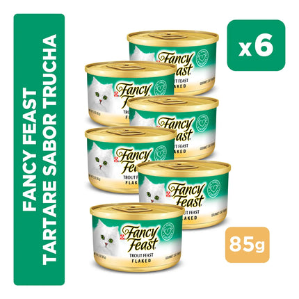 Fancy Feast Flaked Trout Fest – Alimento Húmedo para Gatos sabor a trucha (6 und - 85gr c/u)