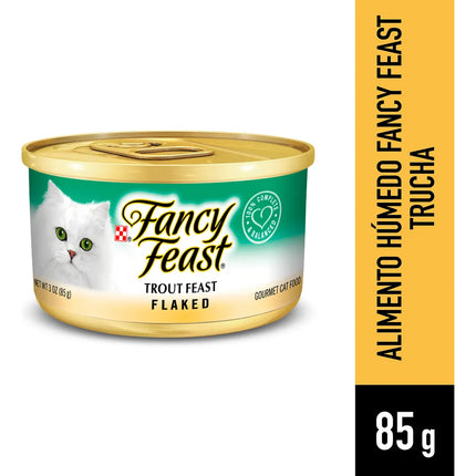 Fancy Feast Flaked Trout Fest – Alimento Húmedo para Gatos sabor a trucha (6 und - 85gr c/u)
