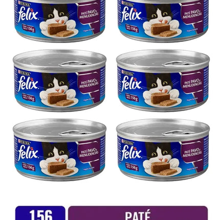 Alimento Húmedo para Gatos Félix Paté Pavo y Menudencias (6 und - 156gr c/u)