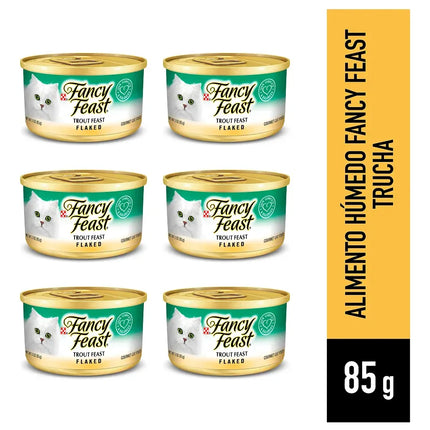 Fancy Feast Flaked Trout Fest – Alimento Húmedo para Gatos sabor a trucha (6 und - 85gr c/u)