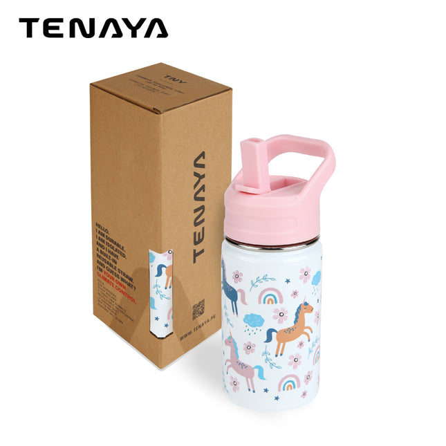 Botella Infantil Tenaya Dakota 360 ml – Acero Inoxidable, Tapa Antiderrames y Cañita BPA Free