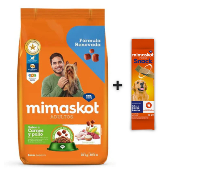Mimaskot Perros Adultos Raza Pequeña Sabor Carne y Pollo 22kg + REGALO