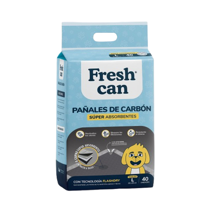 Fresh Can Pañales de Piso de Carbón Para Perros 40 unidades