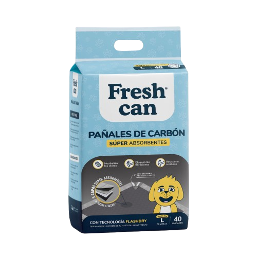 Fresh Can Pañales de Piso de Carbón Para Perros 40 unidades