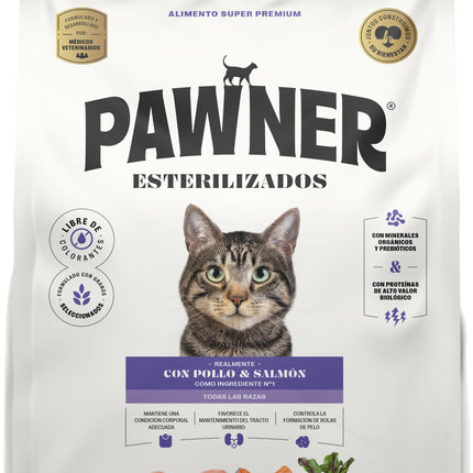 PAWNER CAT CON POLLO Y SALMON ESTERILIZADOS AD 8KG