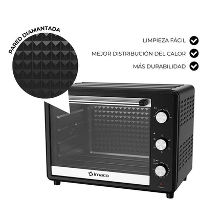Horno eléctrico negro 55 litros con rosticero Imaco