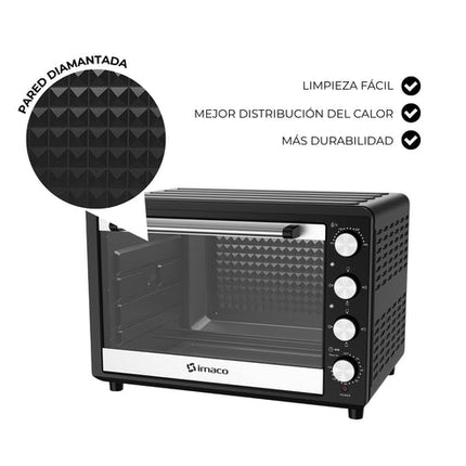 Horno eléctrico negro 75 litros con rosticero Imaco
