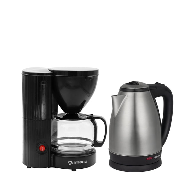 Combo Cafetera Eléctrica 6 Tazas ICM608N + Hervidor Metálico 1.8 litros KE1801 Imaco
