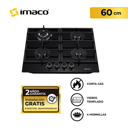 Cocina encimera a gas de vidrio templado 4 hornillas