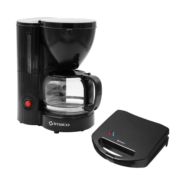 Combo Sandwich Maker 2 Panes IST101N + Cafetera Eléctrica 6 Tazas ICM608N Imaco