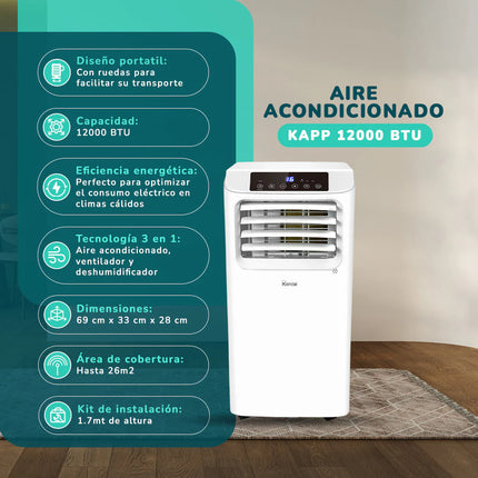 Aire Acondicionado Portátil 12000 BTU 3 en 1