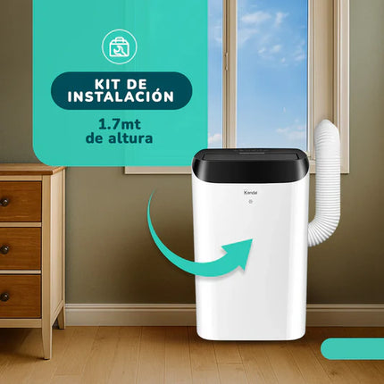 Aire Acondicionado Portátil y Deshumidificador 14000 BTU + Ventilador 4 En 1 Kendal de REGALO